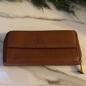Lauren Ralph Lauren Brown Wallet with Zip Closure